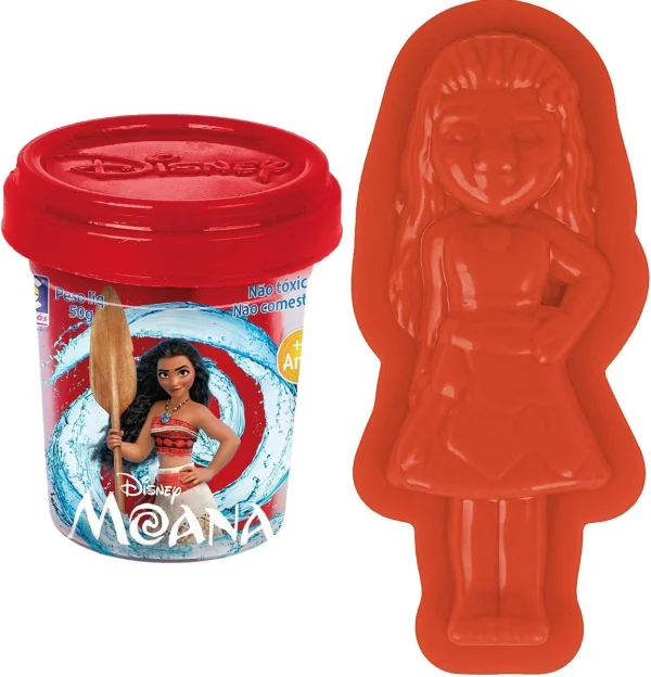 Conjunto de 4 Massinhas De Modelar com Forminhas Moana e Maui