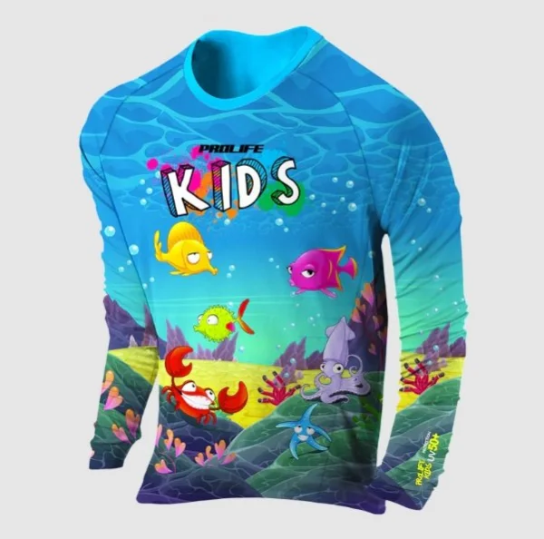 Camisa Uv Infantil Praia Piscina Proteo Solar Aquafish Tamanho 2 - Prolife