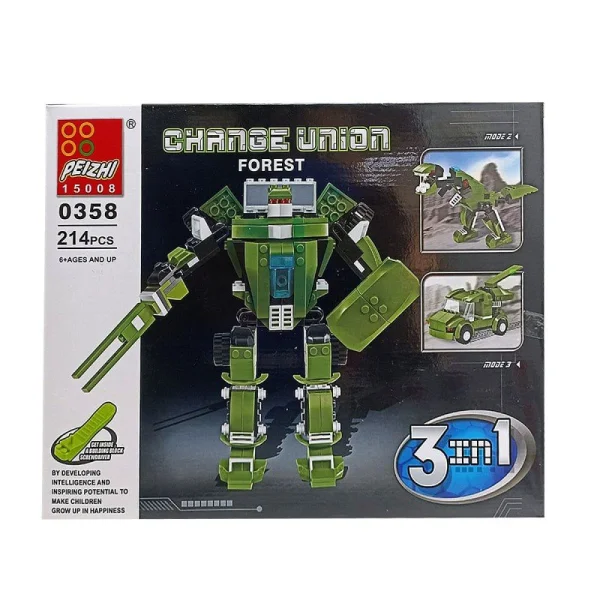 Bloco de Montar Estilo Lego Robo Change Union 3 em 1