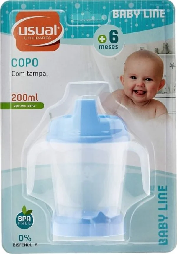 Copo Infantil Com Bico Baby Azul