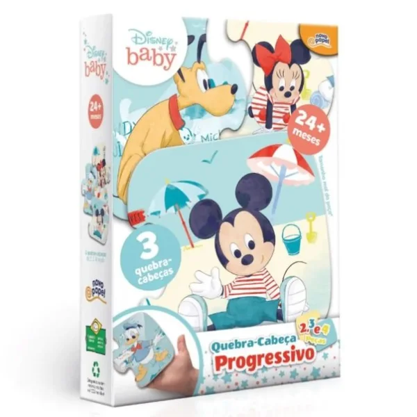 Quebra Cabea Progressivo Mickey Mouse Baby 3 em 1