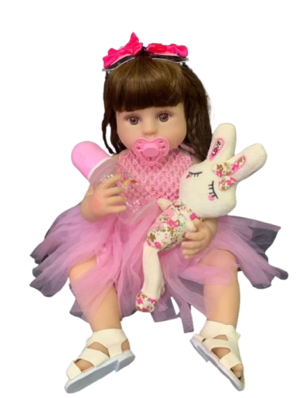 Boneca Bebê Reborn Cabelo Liso