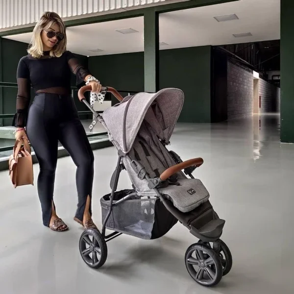 Carrinho de Bebê Treviso 3 Woven Grey com Couro