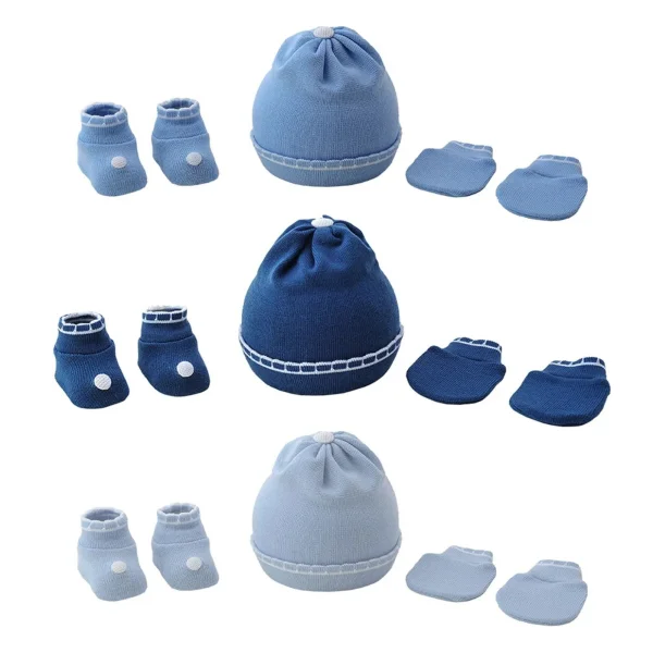 Kit gorro luva e sapato RN masculino Azul Marinho