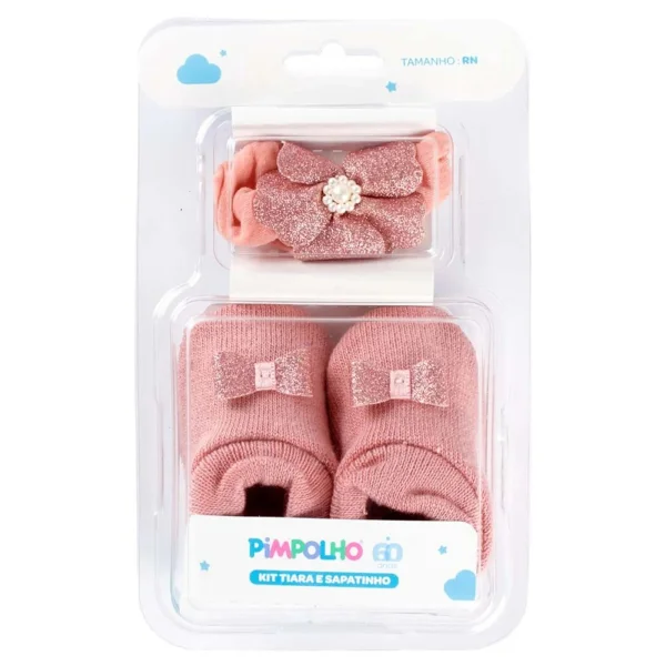 Kit Sapato e faixa de cabelo RN feminino Rose