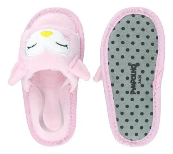 Pantufa Slipper Kids Rosa Coruja