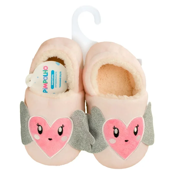 Pantufa play rosa coração