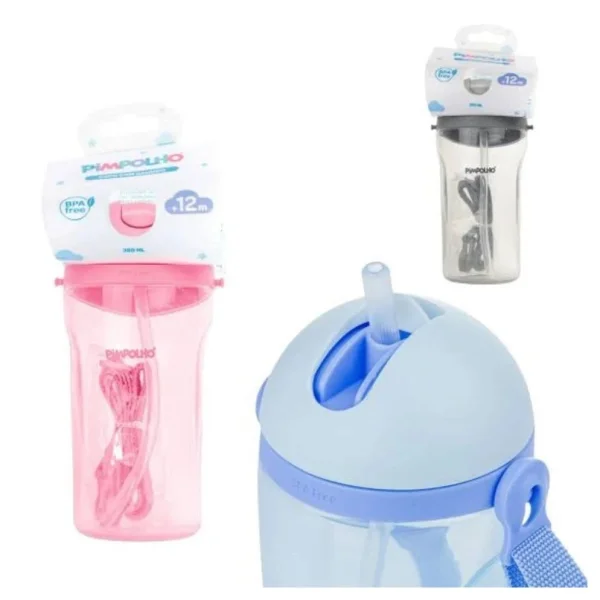 Copo inclinado C/Canudo e Cordinha 380 ML