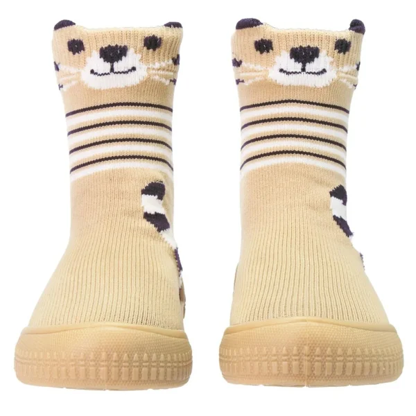 Meia com Sola Cano Alto Bege Tigre