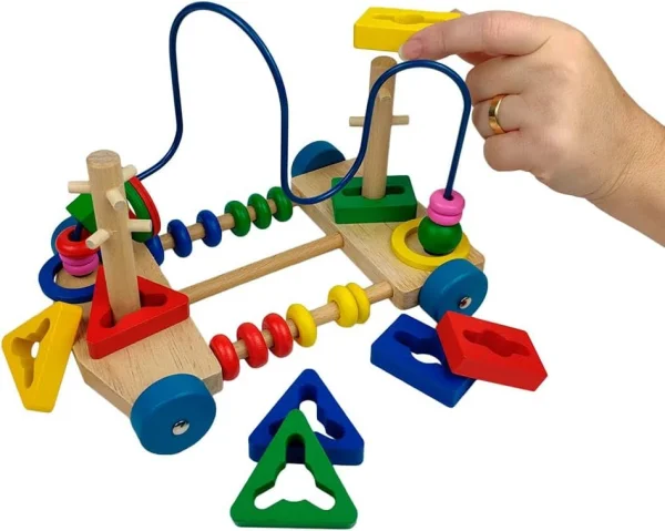 Carrinho Aramado com Peças Coloridas Brinquedo Pedagógico Montessori