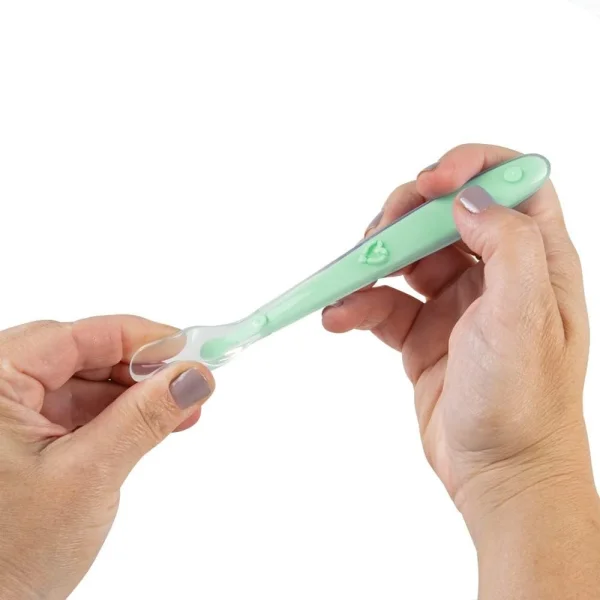 Kit Colher Silicone Azul E Verde