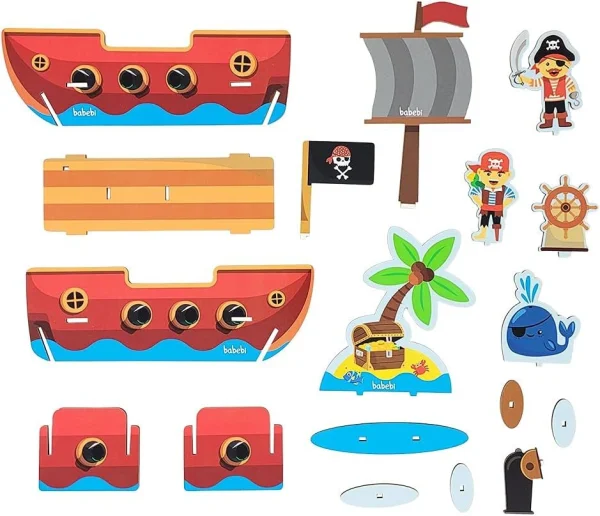 Quebra Cabea Infantil 3D De Madeira MDF Educativo Piratas Babebi