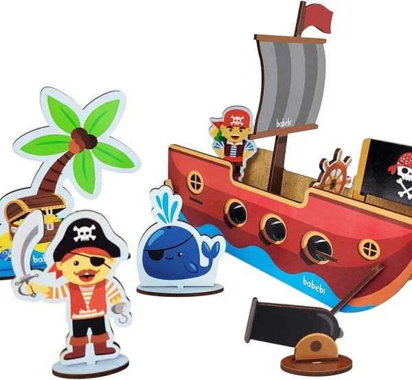 Quebra Cabea Infantil 3D De Madeira MDF Educativo Piratas Babebi