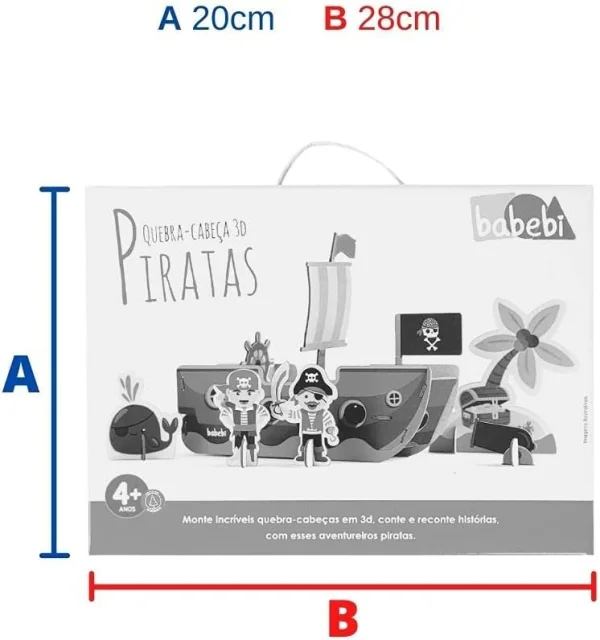 Quebra Cabea Infantil 3D De Madeira MDF Educativo Piratas Babebi