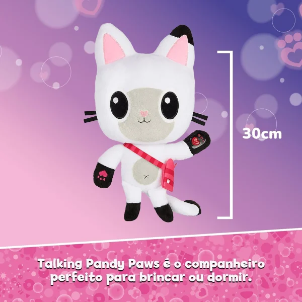 Pelcia Talking Pandy Paws, Gabby's Dollhouse, Com Luz e Som - 30cm