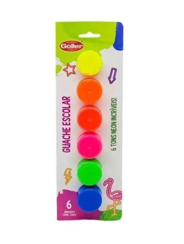 GUACHE NEON COM 6 CORES GOLLER