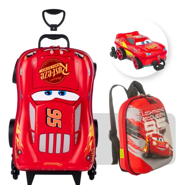 Kit Mochila Escolar com Rodinhas + Lancheira Menino