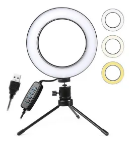 Ring Light Iluminador Led Trip De Mesa 6 Polegadas 16 CM