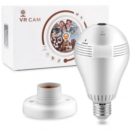Lmpada Cmera Ip Led Wifi Hd Panormica 360