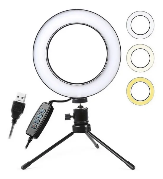 Ring Light Iluminador Led Trip De Mesa 6 Polegadas 16 CM