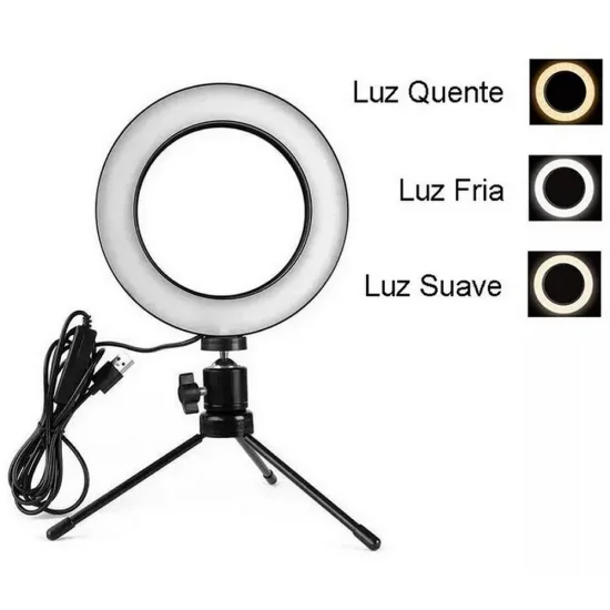 Ring Light Iluminador Led Trip De Mesa 6 Polegadas 16 CM
