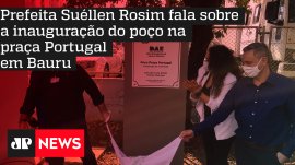 Prefeita Su�llen Rosim fala sobre a inaugura��o do po�o na pra�a Portugal em Bauru