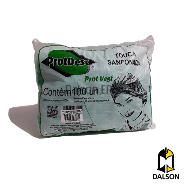 Touca descart�vel sanfonada verde - Caixa com 100 unidades