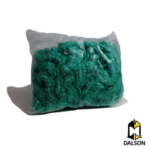 Touca descart�vel sanfonada verde - Caixa com 100 unidades