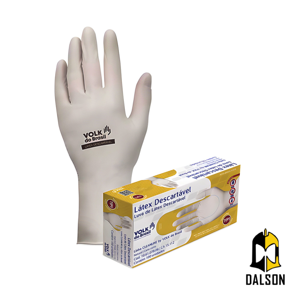 Luva l�tex descart�vel CA 15112 - Volk do Brasil