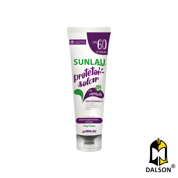 Protetor solar FPS 60 com repelente Sunlau 120ml - Henlau