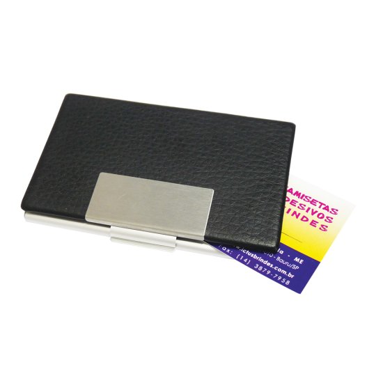 Porta cart�o alum�nio couro
