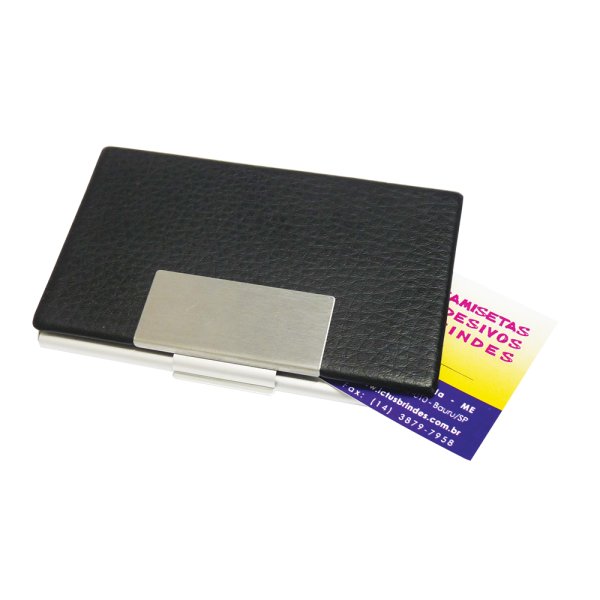 Porta cart�o alum�nio couro
