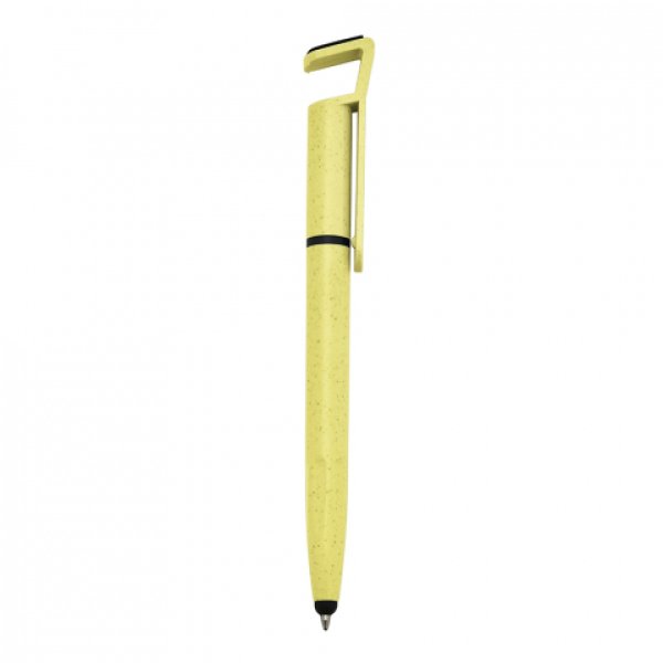 Caneta Pl�stica Fibra de Bambu Touch com Suporte