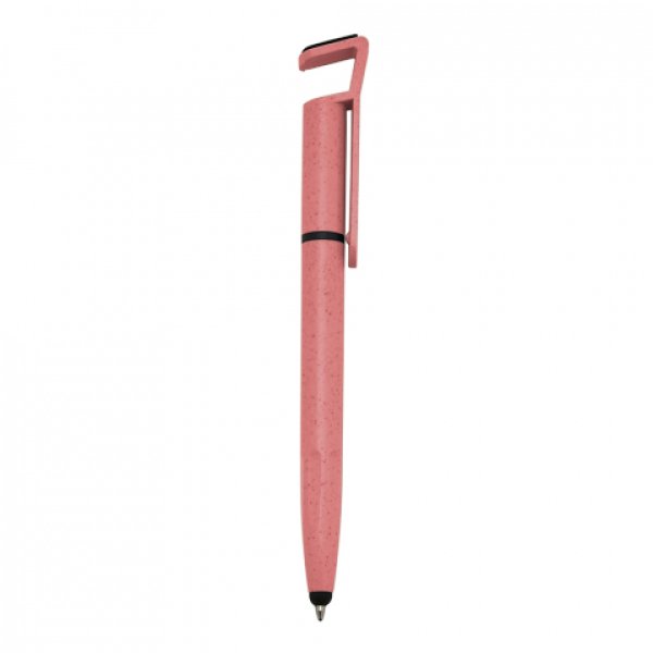 Caneta Pl�stica Fibra de Bambu Touch com Suporte