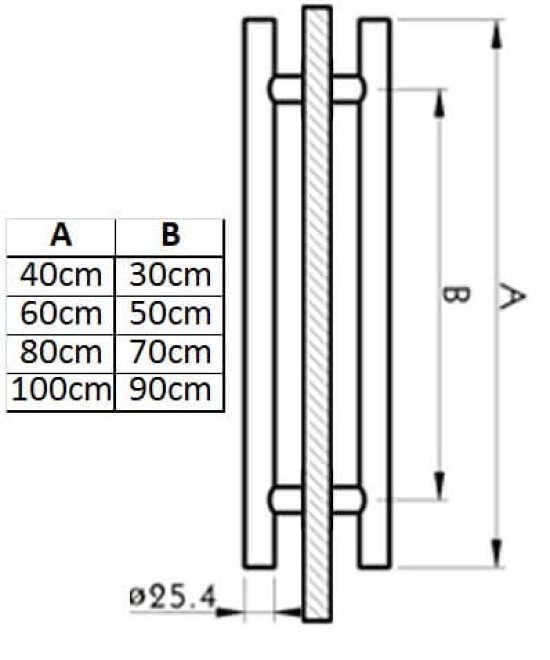 PUXADOR PARA PORTA DUPLO POSITANO INOX 304 - COD 730