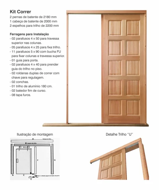 Kit para Porta de Correr - Reck - Madeira Macia