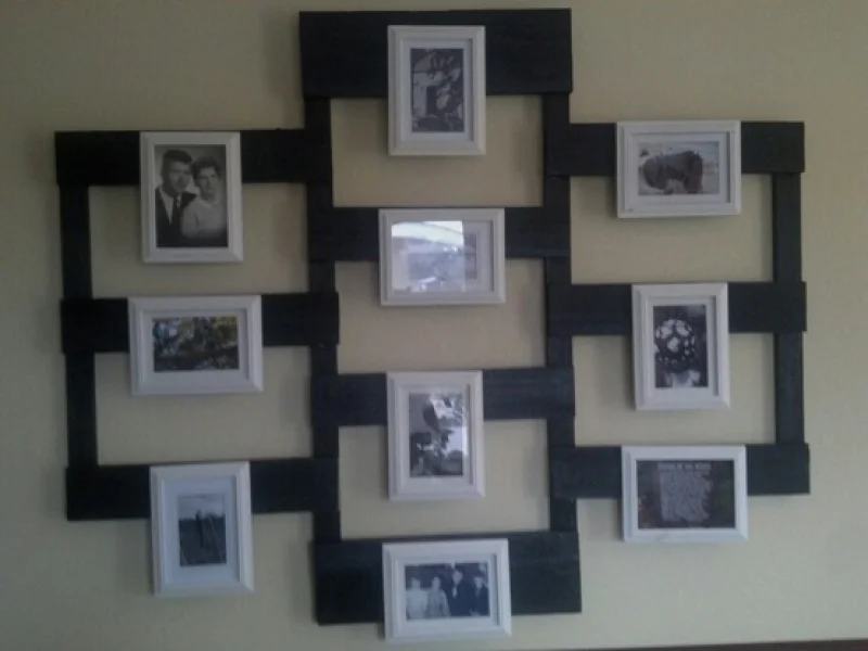 Utiliza��o de partes paletes de madeiras com o porta-retratos