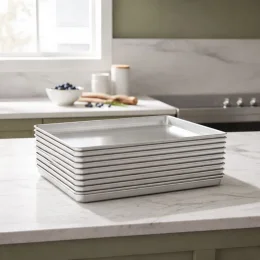 10 Assadeiras Alum�nio Lisa Estampada 62X36X3,5 Imeca