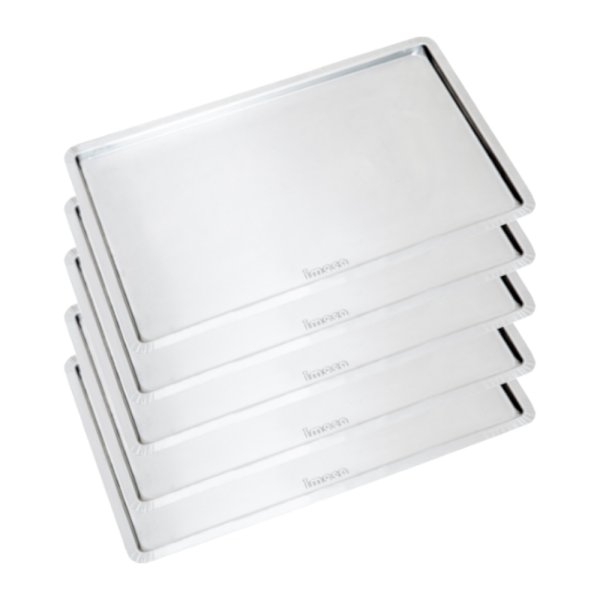 5 Assadeiras Gn Alum�nio Lisa Estampada 53,5X32,5X1 Imeca