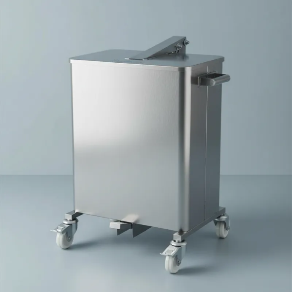 Lixeira A�o Inox 430 - 75 Litros Com Rodas Cantos Redondos
