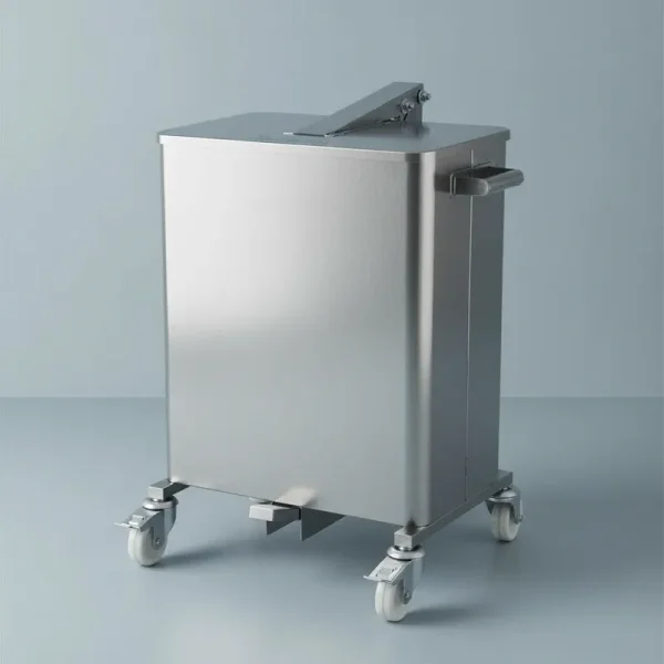 Lixeira A�o Inox 430 - 75 Litros Com Rodas Cantos Redondos