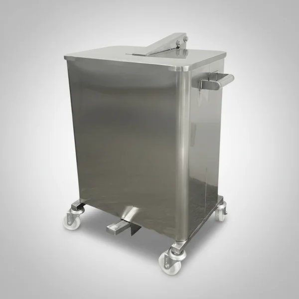 Lixeira A�o Inox 430 - 75 Litros Com Rodas Cantos Redondos