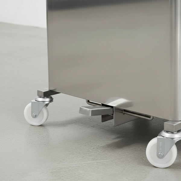 Lixeira A�o Inox 430 - 75 Litros Com Rodas Cantos Redondos