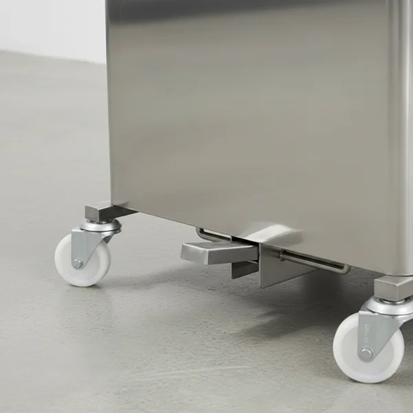 Lixeira A�o Inox 430 - 75 Litros Com Rodas Cantos Redondos