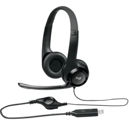 Headset Logitech H390 udio Digital em Couro USB Preto - 981-000014
