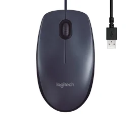 Mouse com fio USB Logitech M100 com Design Ambidestro e Facilidade Plug and Play, Cinza - 910-001601
