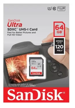 Carto de Memria Micro SD Sandisk Ultra C10 64GB / 120MB/s - (SDSDUN4-064G-GN6IN)