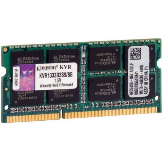 Mem�ria Kingston 8GB, 1333MHz, DDR3, Notebook, CL9 - KVR1333D3S9/8G
