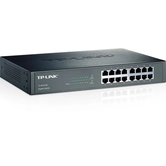 Switch 16 Portas TP-Link Gigabit 10/100/1000 Mbps Rack/Desk - TL-SG1016D
