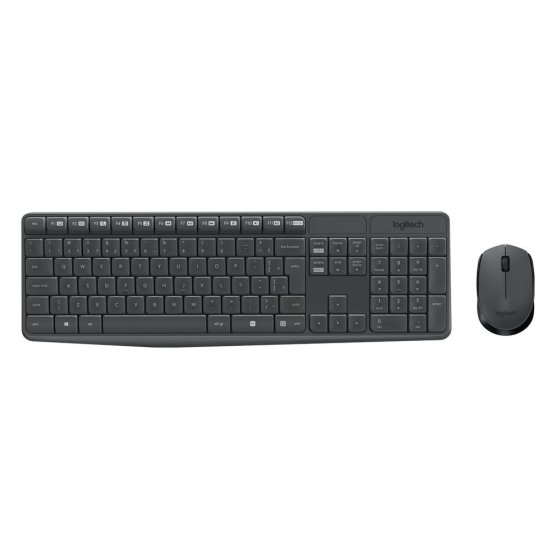 Teclado e Mouse Logitech MK235 Sem Fio Resistente � �gua Cinza ABNT2 - 920-007903